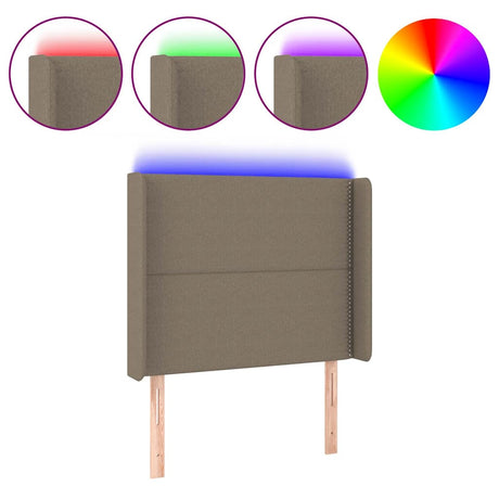 Vidaxl hoofdbord led 93x16x118 128 cm stof taupe