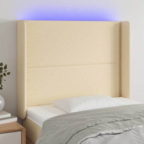 Vidaxl hoofdbord led 93x16x118 128 cm stof crèmekleurig