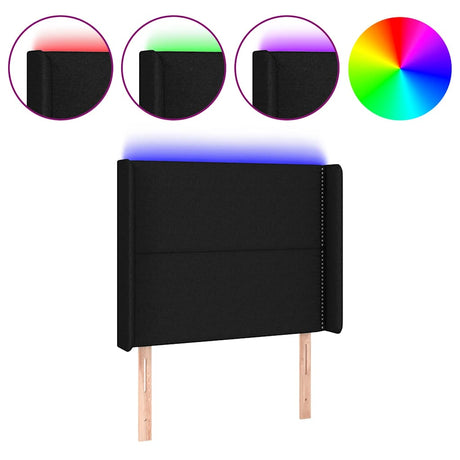 Vidaxl hoofdbord led 103x16x118 128 cm stof zwart
