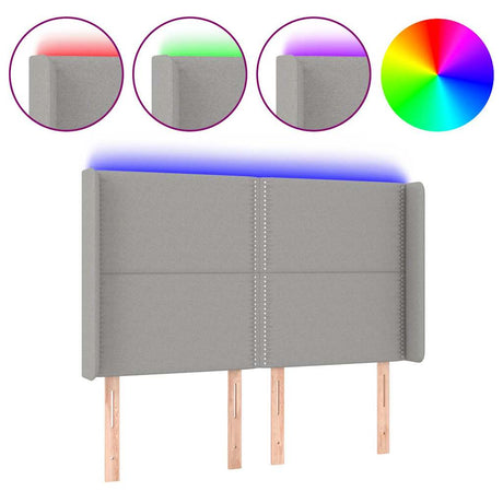 Vidaxl hoofdbord led 147x16x118 128 cm stof lichtgrijs