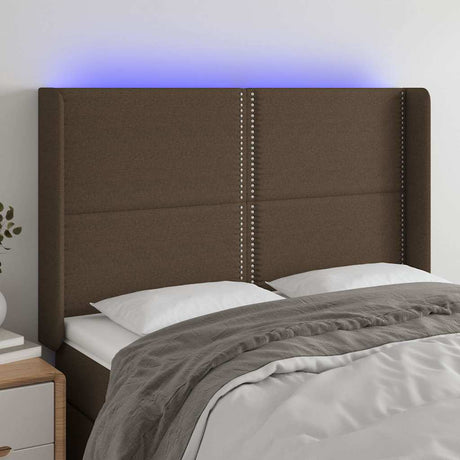 Vidaxl hoofdbord led 147x16x118 128 cm stof donkerbruin