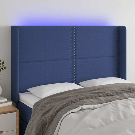 Vidaxl hoofdbord led 147x16x118 128 cm stof blauw