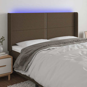 Vidaxl hoofdbord led 183x16x118 128 cm stof donkerbruin