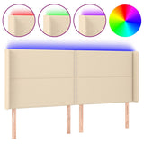 Vidaxl hoofdbord led 183x16x118 128 cm stof crèmekleurig