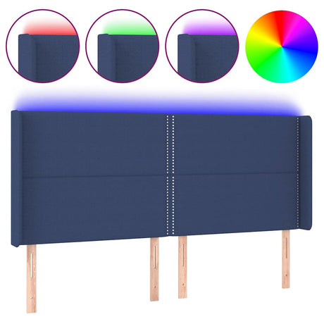 Vidaxl hoofdbord led 203x16x118 128 cm stof blauw