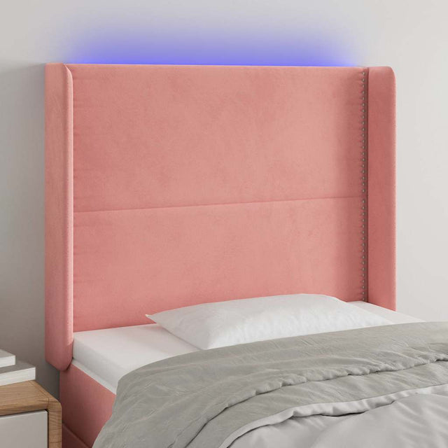 Vidaxl hoofdbord led 83x16x118 128 cm fluweel roze
