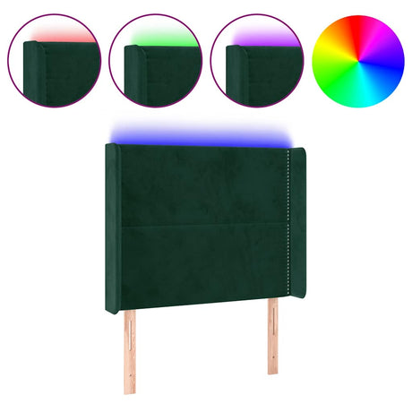 Vidaxl hoofdbord led 93x16x118 128 cm fluweel donkergroen