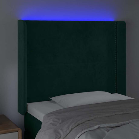 Vidaxl hoofdbord led 103x16x118 128 cm fluweel donkergroen