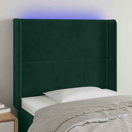 Vidaxl hoofdbord led 103x16x118 128 cm fluweel donkergroen