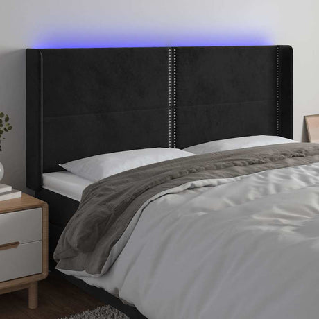Vidaxl hoofdbord led 203x16x118 128 cm fluweel zwart