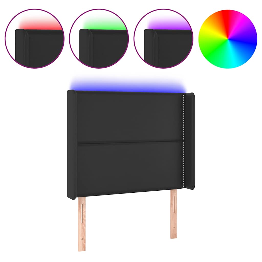 Vidaxl hoofdbord led 103x16x118 128 cm kunstleer zwart