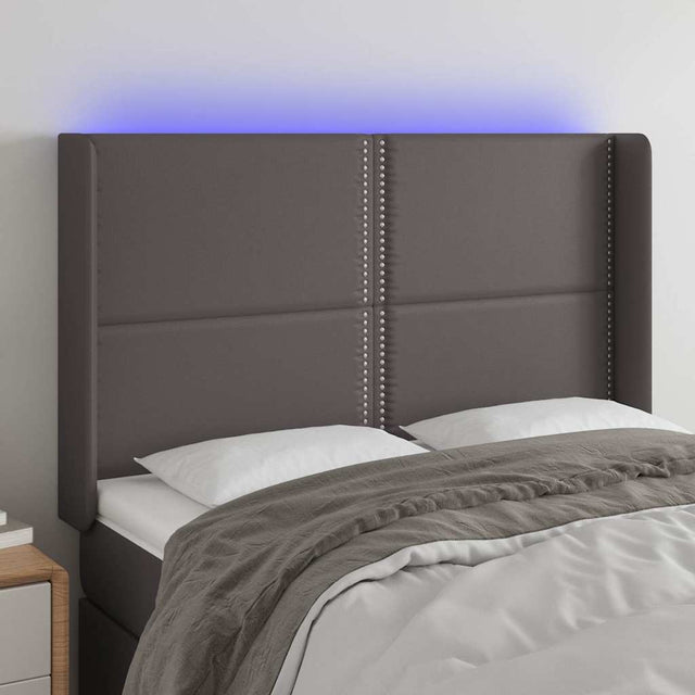Vidaxl hoofdbord led 147x16x118 128 cm kunstleer grijs