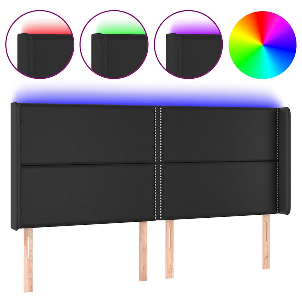 Vidaxl hoofdbord led 183x16x118 128 cm kunstleer zwart
