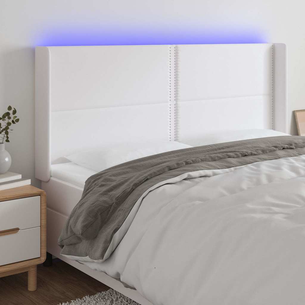 Vidaxl hoofdbord led 203x16x118 128 cm kunstleer wit
