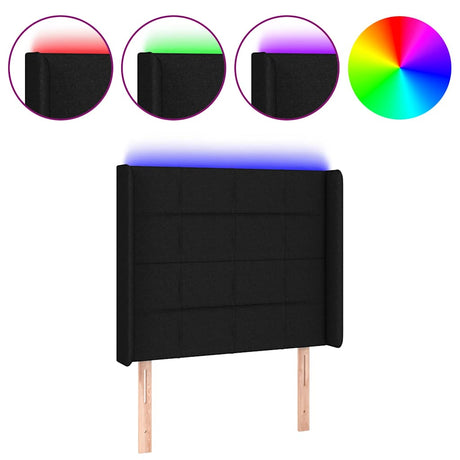 Vidaxl hoofdbord led 83x16x118 128 cm stof zwart