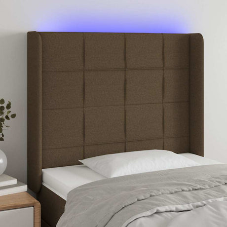 Vidaxl hoofdbord led 83x16x118 128 cm stof donkerbruin
