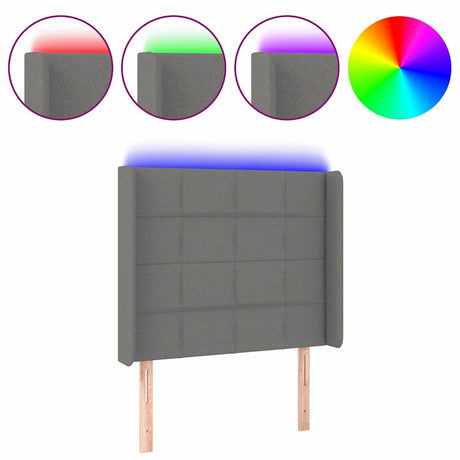 Vidaxl hoofdbord led 103x16x118 128 cm stof donkergrijs