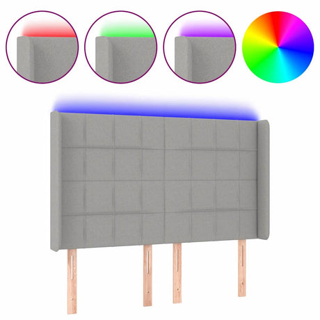 Vidaxl hoofdbord led 147x16x118 128 cm stof lichtgrijs