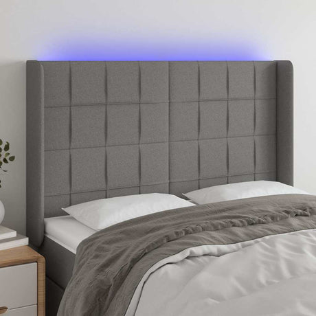 Vidaxl hoofdbord led 147x16x118 128 cm stof donkergrijs
