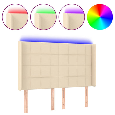 Vidaxl hoofdbord led 147x16x118 128 cm stof crèmekleurig