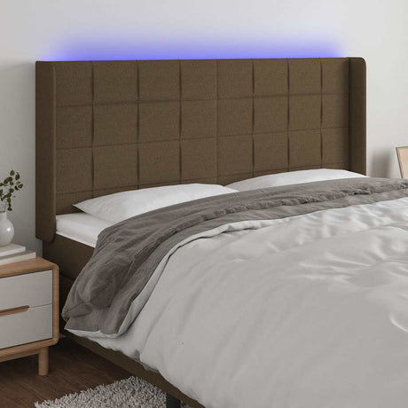 Vidaxl hoofdbord led 163x16x118 128 cm stof donkerbruin