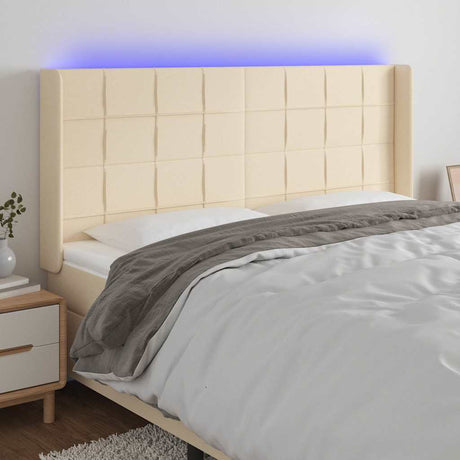Vidaxl hoofdbord led 183x16x118 128 cm stof crèmekleurig
