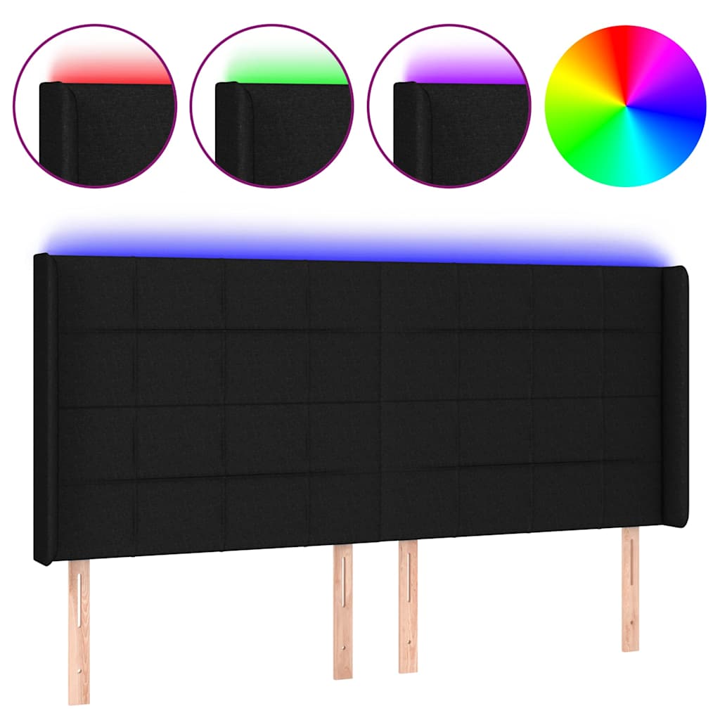 Vidaxl hoofdbord led 203x16x118 128 cm stof zwart