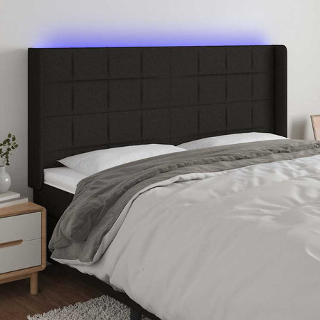 Vidaxl hoofdbord led 203x16x118 128 cm stof zwart