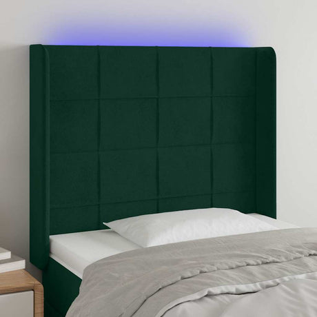 Vidaxl hoofdbord led 93x16x118 128 cm fluweel donkergroen