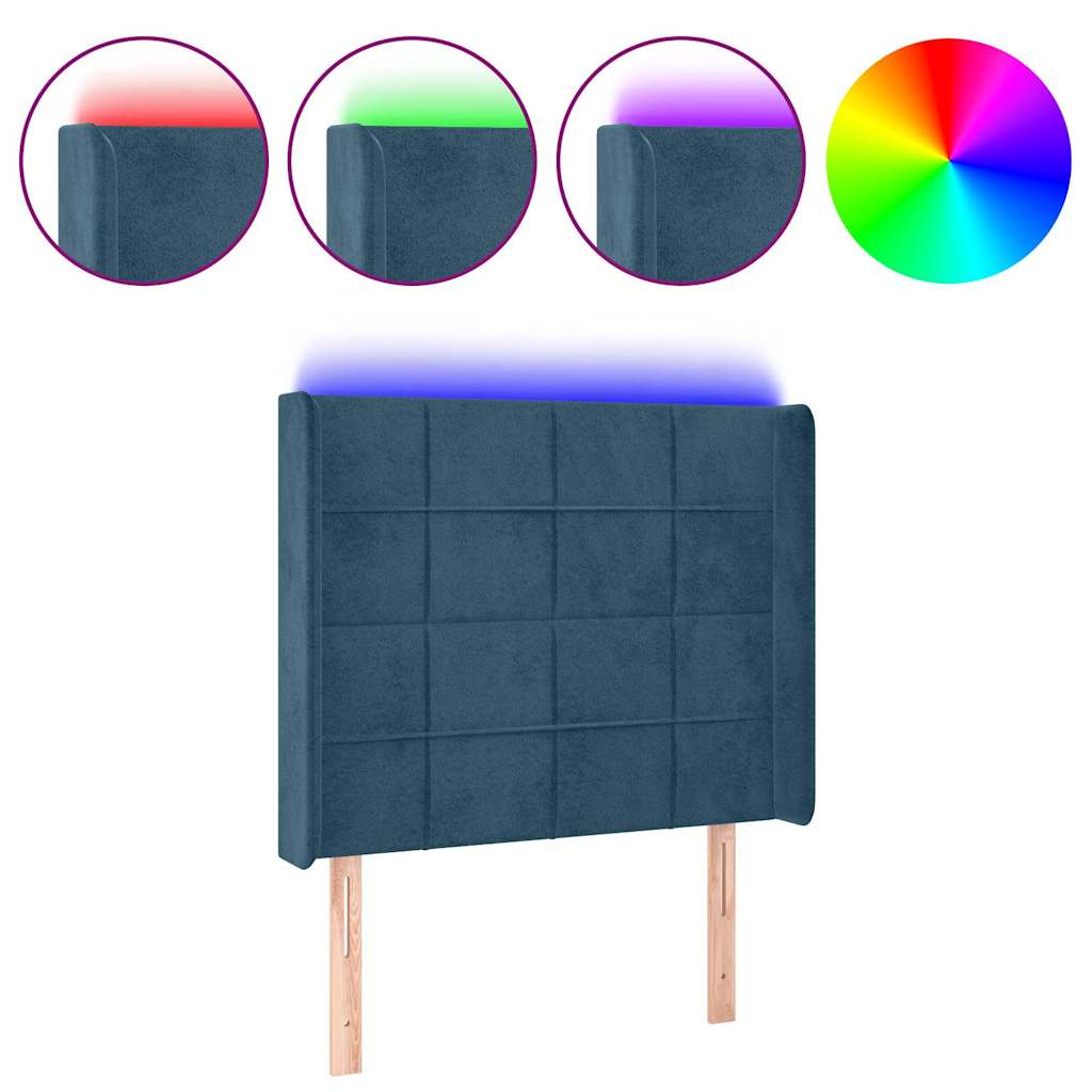 Vidaxl hoofdbord led 93x16x118 128 cm fluweel donkerblauw