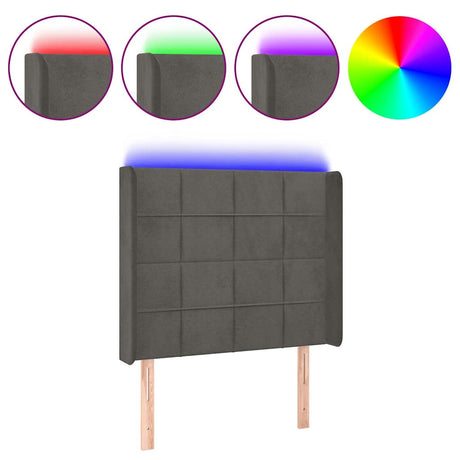 Vidaxl hoofdbord led 103x16x118 128 cm fluweel donkergrijs