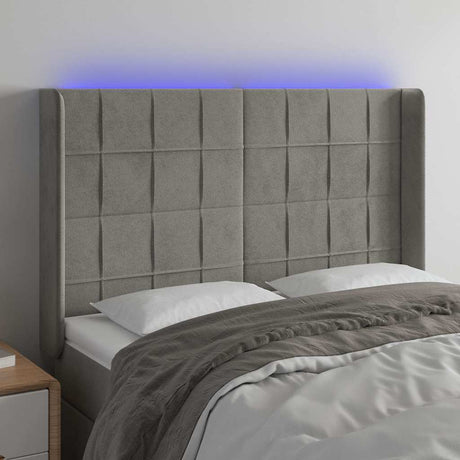 Vidaxl hoofdbord led 147x16x118 128 cm fluweel lichtgrijs
