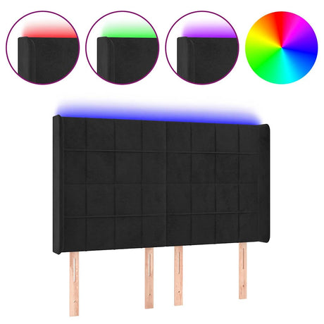Vidaxl hoofdbord led 147x16x118 128 cm fluweel zwart