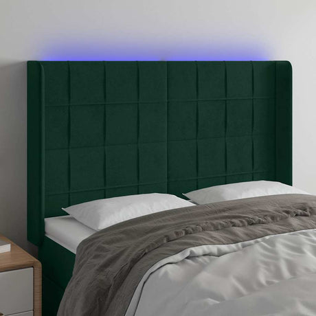 Vidaxl hoofdbord led 147x16x118 128 cm fluweel donkergroen