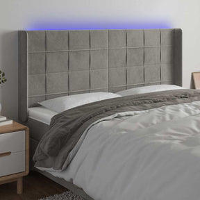 Vidaxl hoofdbord led 163x16x118 128 cm fluweel lichtgrijs