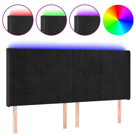 Vidaxl hoofdbord led 163x16x118 128 cm fluweel zwart