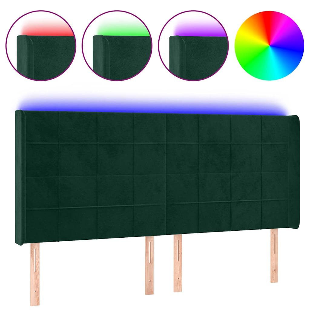 Vidaxl hoofdbord led 183x16x118 128 cm fluweel donkergroen