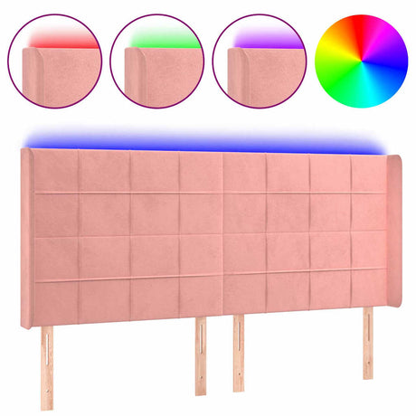 Vidaxl hoofdbord led 183x16x118 128 cm fluweel roze