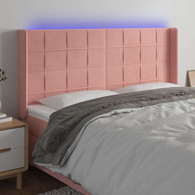 Vidaxl hoofdbord led 183x16x118 128 cm fluweel roze