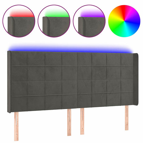 Vidaxl hoofdbord led 203x16x118 128 cm fluweel donkergrijs