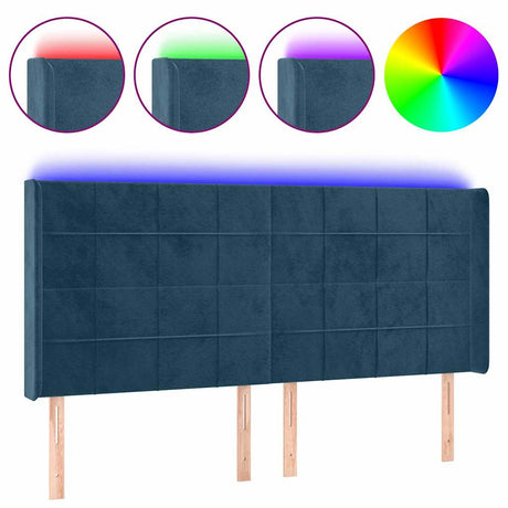 Vidaxl hoofdbord led 203x16x118 128 cm fluweel donkerblauw