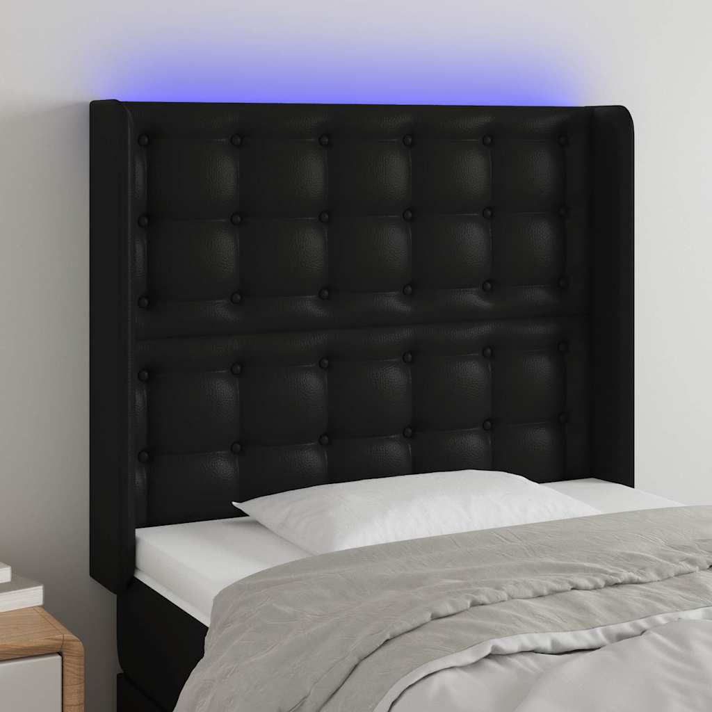 Vidaxl hoofdbord led 83x16x118 128 cm kunstleer zwart
