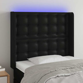 Vidaxl hoofdbord led 83x16x118 128 cm kunstleer zwart