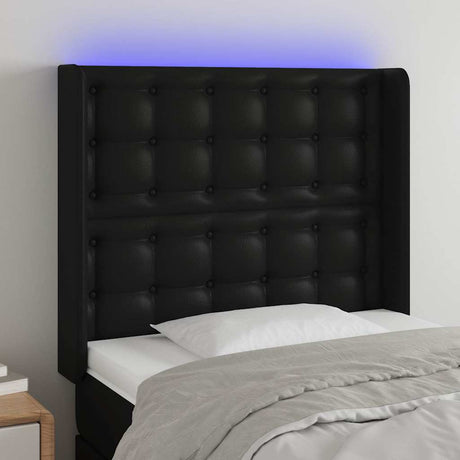 Vidaxl hoofdbord led 83x16x118 128 cm kunstleer zwart