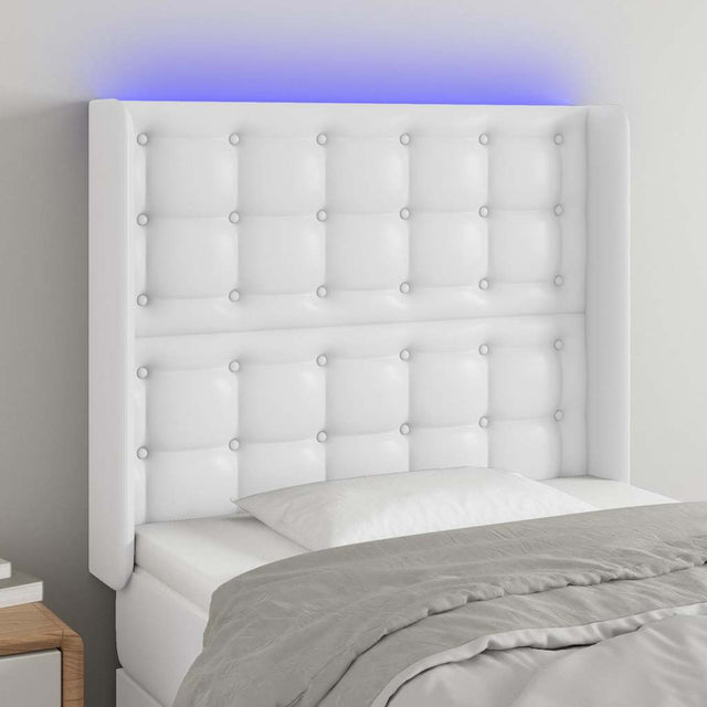 Vidaxl hoofdbord led 83x16x118 128 cm kunstleer wit