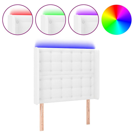 Vidaxl hoofdbord led 93x16x118 128 cm kunstleer wit