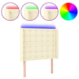 Vidaxl hoofdbord led 93x16x118 128 cm kunstleer crèmekleurig