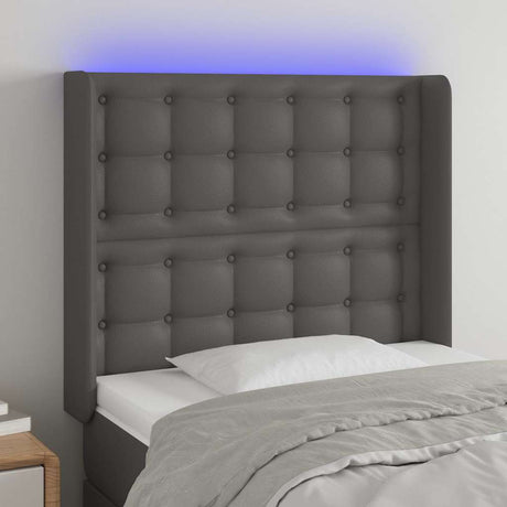 Vidaxl hoofdbord led 93x16x118 128 cm kunstleer grijs