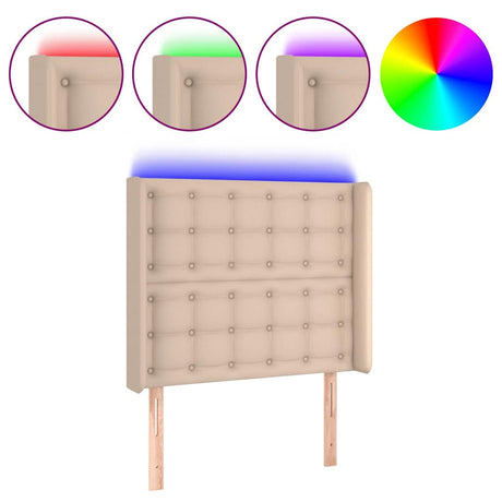 Vidaxl hoofdbord led 103x16x118 128 cm kunstleer cappuccinokleurig