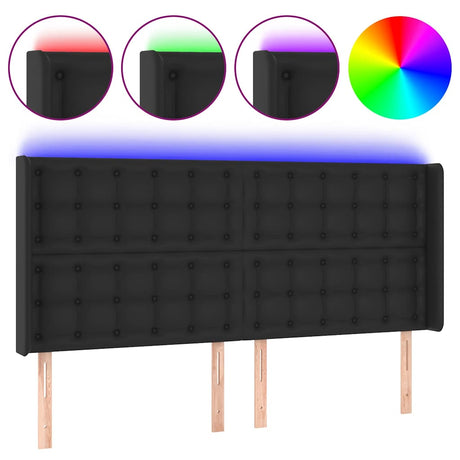Vidaxl hoofdbord led 147x16x118 128 cm kunstleer zwart